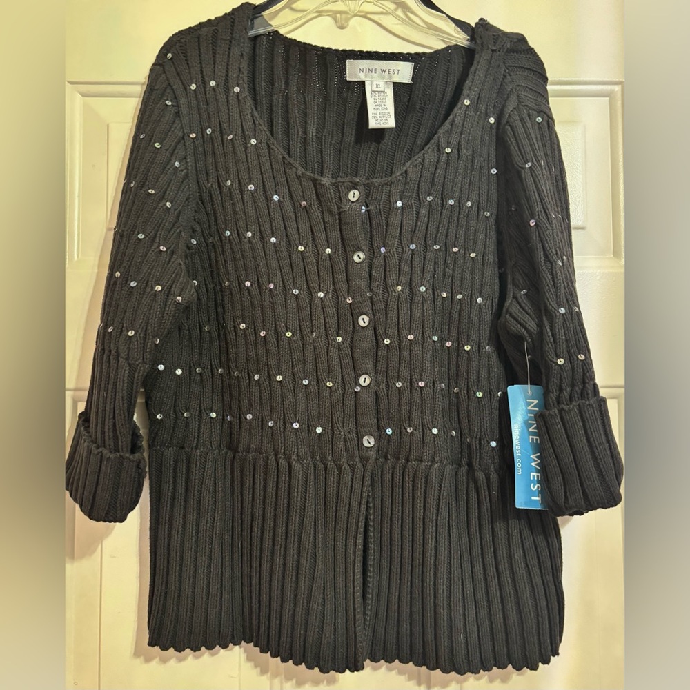 NEW Nine West button up cable sweater